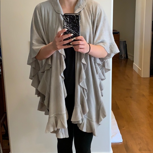 Nordstrom Rack Ruffle Grey Cardigan - Picture 2 of 4